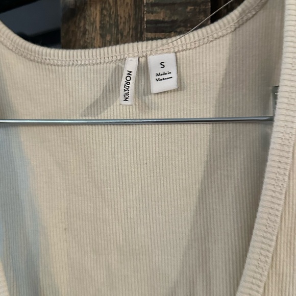 Nordstrom Mixed Media Stretch Cotton Tank Maxi Dress Beige Scroll NWT Small - Picture 10 of 11